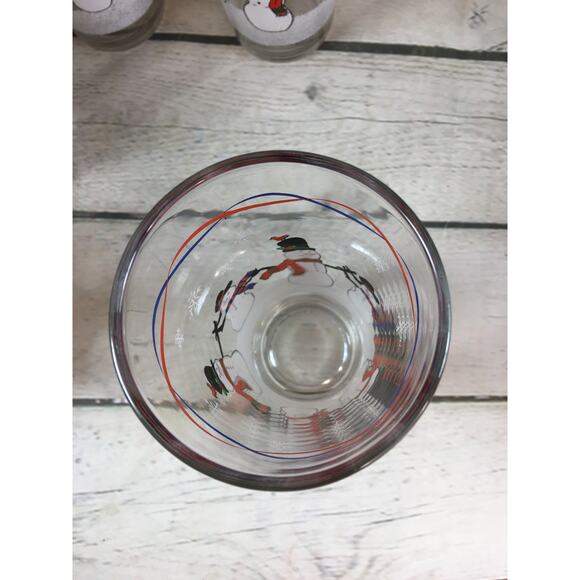 KIG Set of 4 Vintage Snowman Tea Water Drinking‎ Glasses Tumblers Barware - Picture 9 of 10